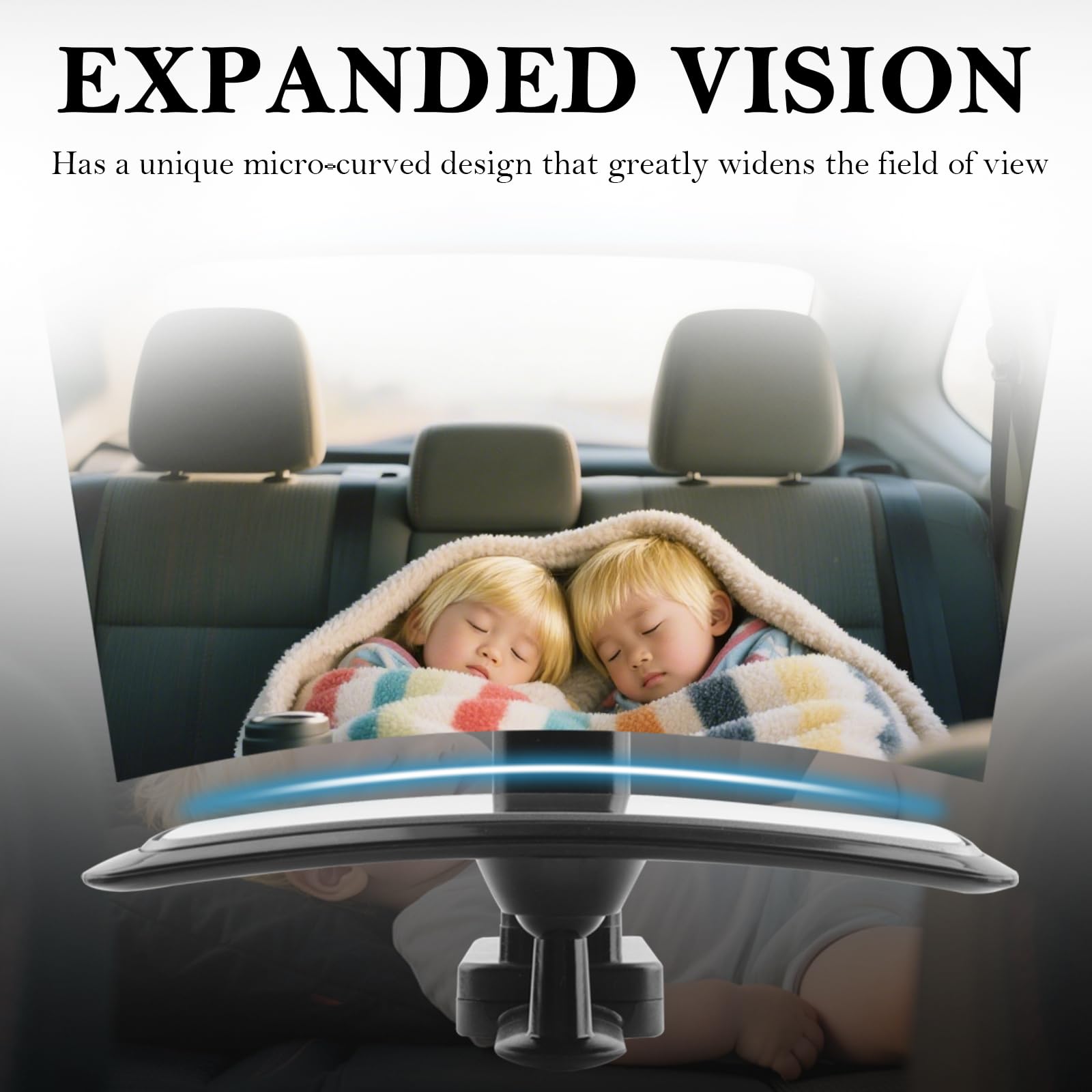 Aokdom curved design provides wider field of view for safer drives