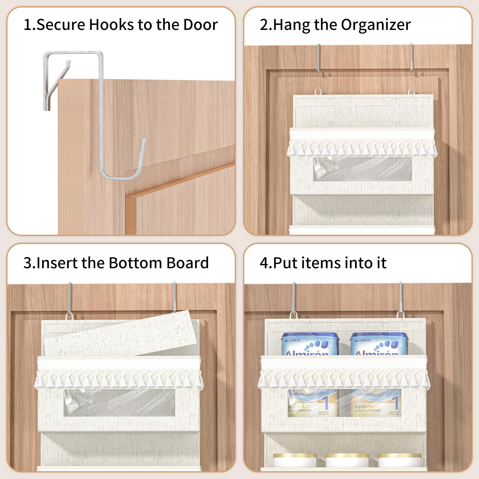 Aokeyee bathroom doorway storage for toiletries and small items.
