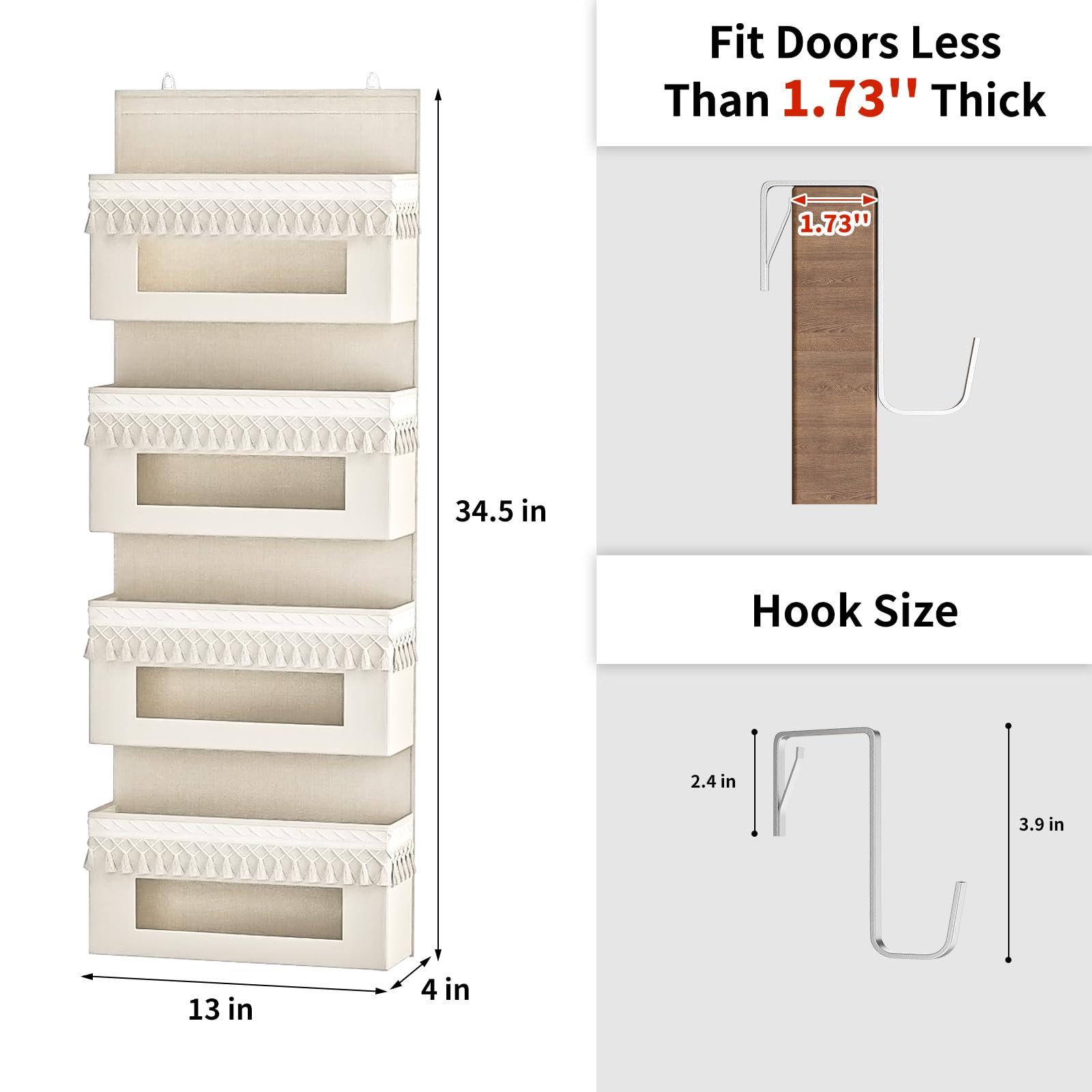 Aokeyee door organizer pocket with reinforced bottoms keeps shape.