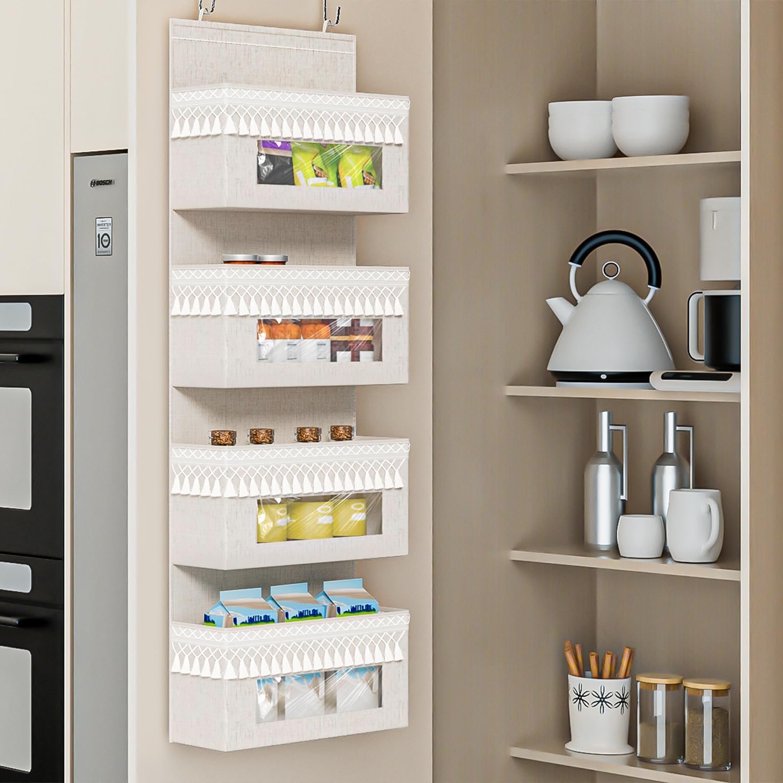 Aokeyee pantry and kitchen use for snacks and towels.