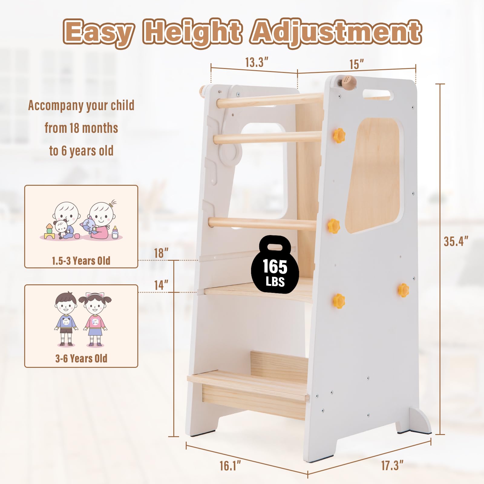 Aokkto 4-in-1 toddler kitchen tower magnetic easel for drawing during play.