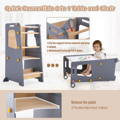 Back safety rails provide extra security during climbing and seating.