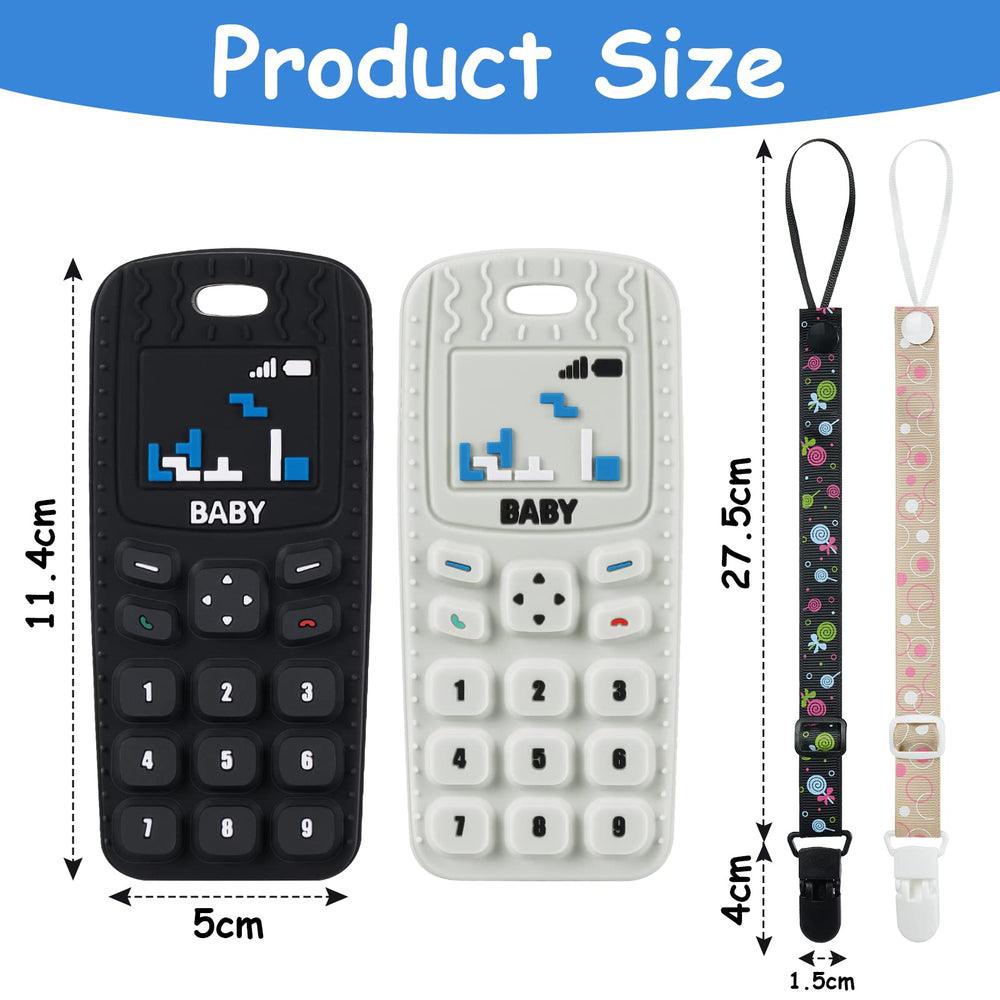 Aolso Baby teether phone black aids teething relief with bright contrast.