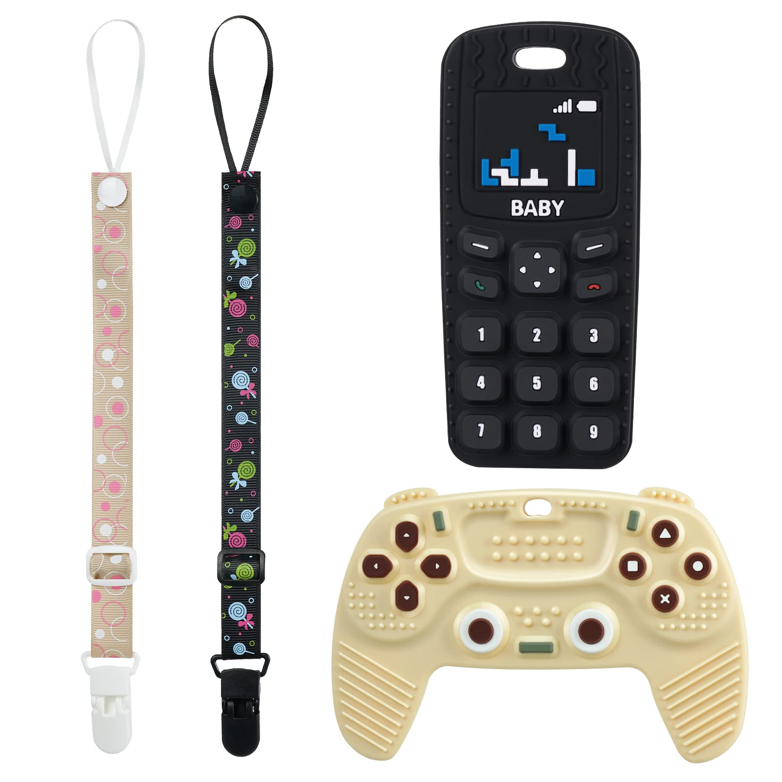 Aolso phone-shaped teether soothes gums and supports early color and shape learning.