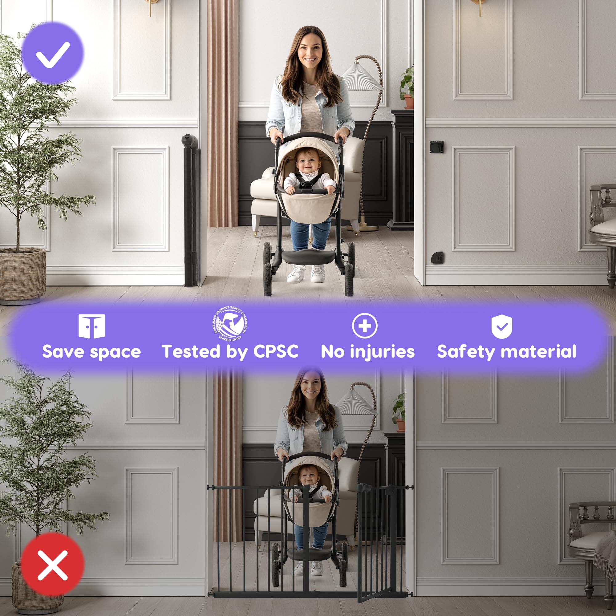 Aomloge cpsc-certified mesh gate for sturdy indoor use