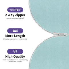 Aomloge PuppyPaws Sleep Sack, zip detail, smooth 2-way zipper for easy diaper changes.