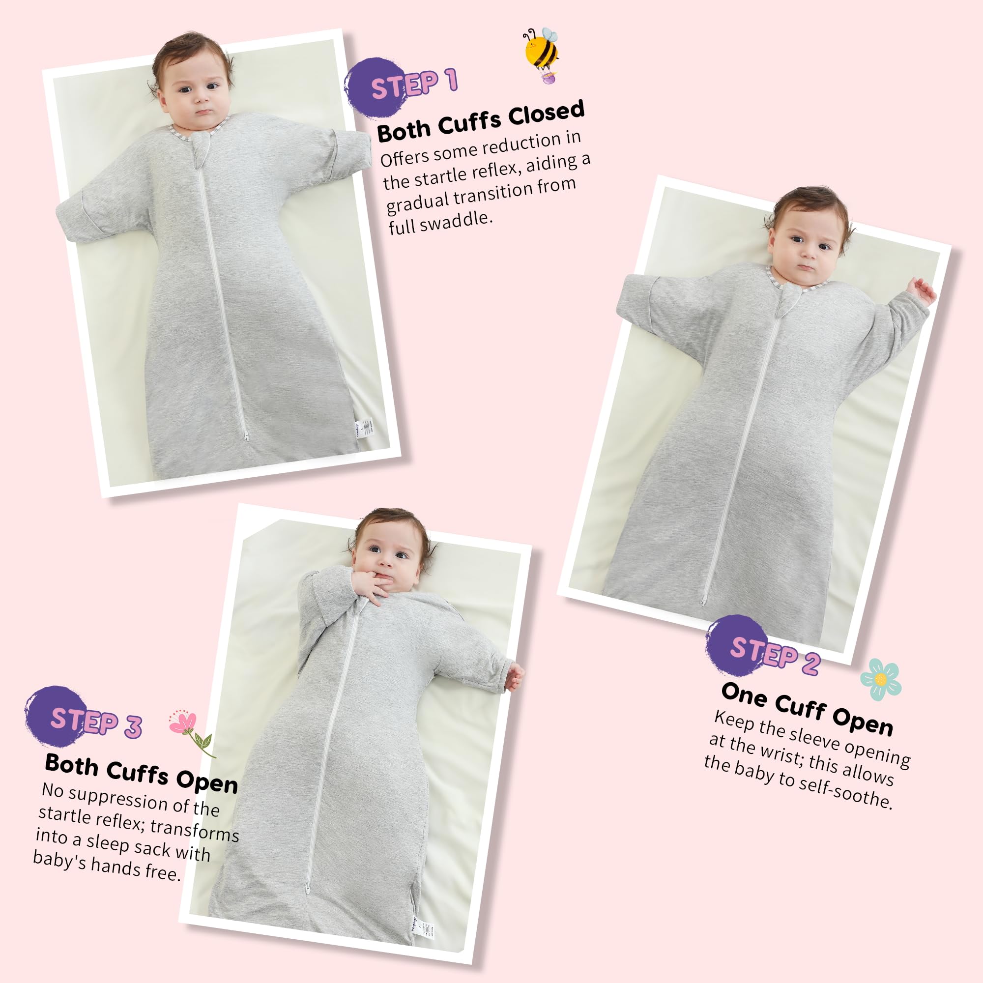 Aomloge PuppyPaws Sleep Sack arms-up design for natural sleep.
