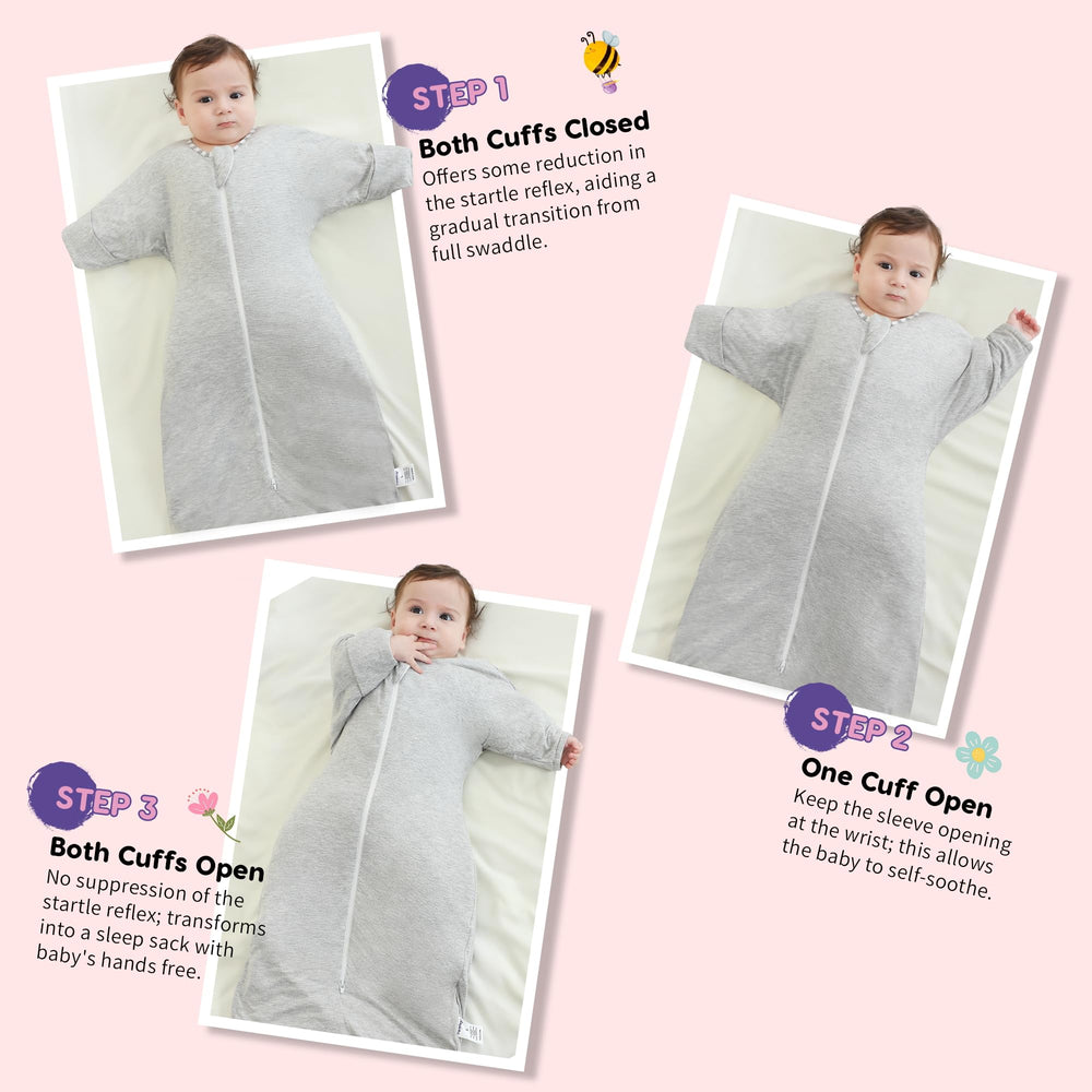 Aomloge PuppyPaws sleep sack with mitten cuffs protects baby's face.