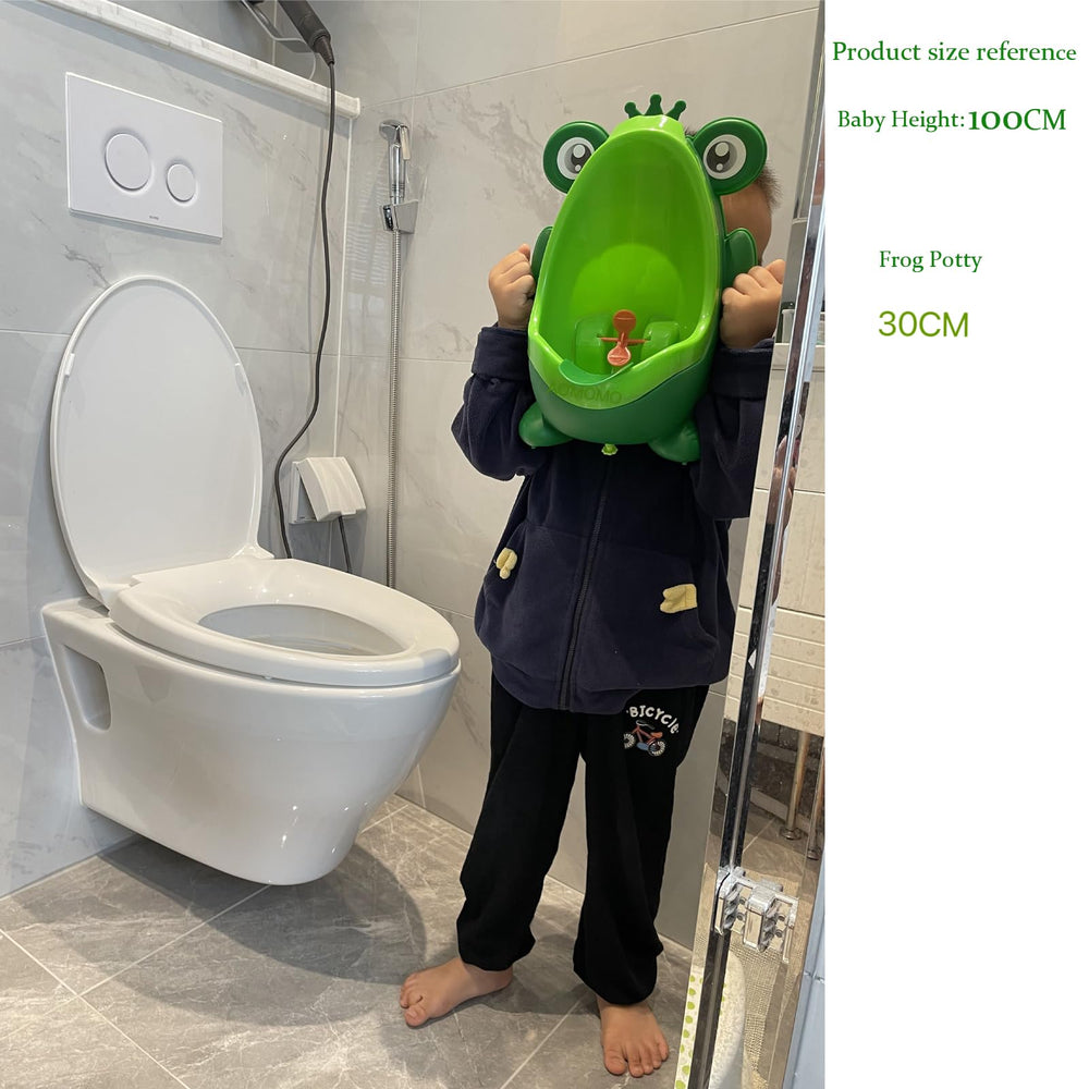 Aiming target on the AOMOMO urinal supports focused toilet practice for boys.