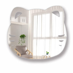 aooyaoo smiley-face mirror on wall adds playful vibe and bright reflections.