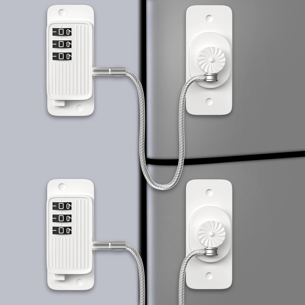 AOSITE 2-pack adhesive digital locks for fridge with no-drill installation.