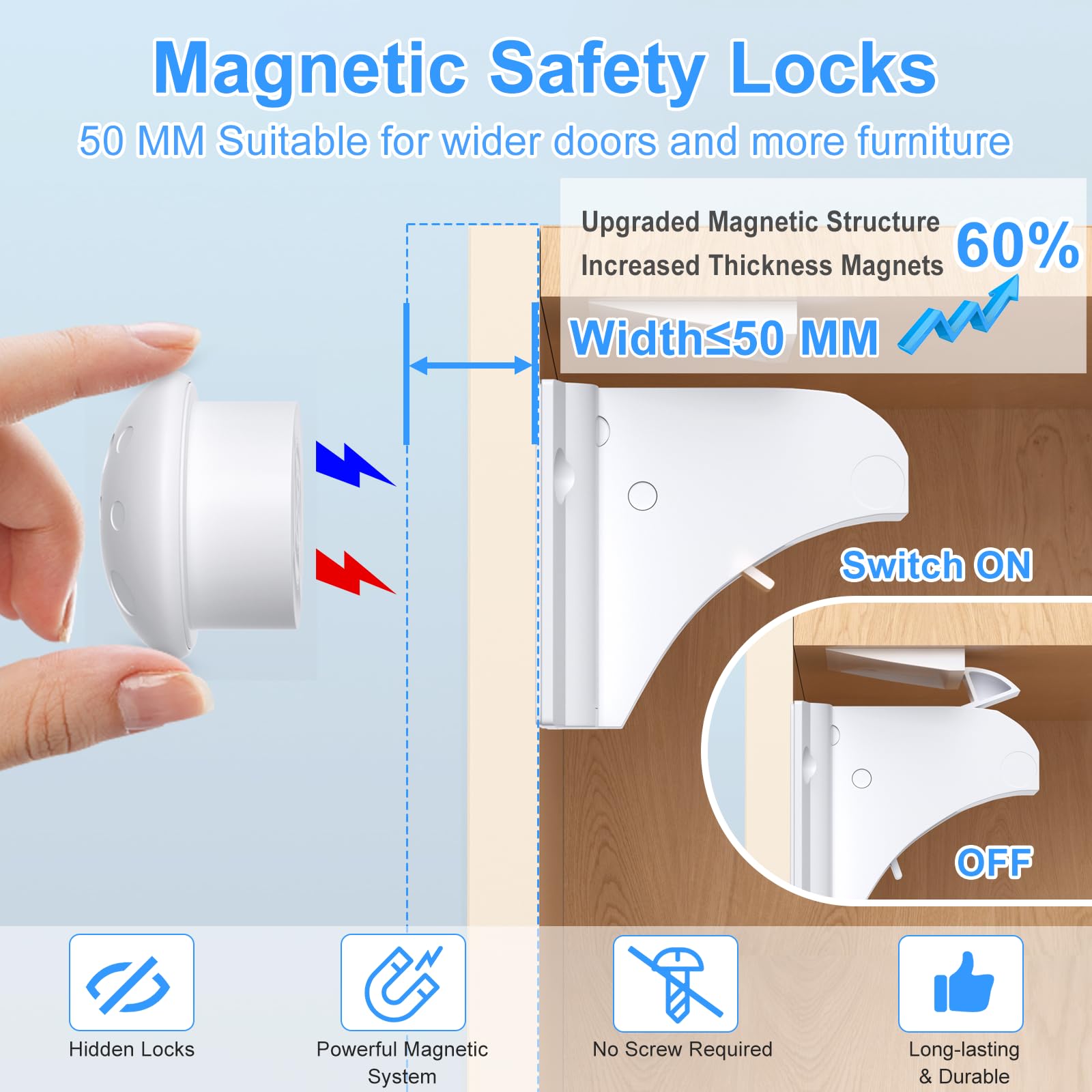 AOSITE locks installed inside cabinet doors for invisible, clean look