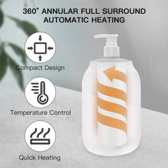 AOWOSA 300ml dispenser bottle shown in the heater for steady warmth.