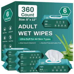 AOZITA 360 count adult wipes pack ready for bedside care and hygiene