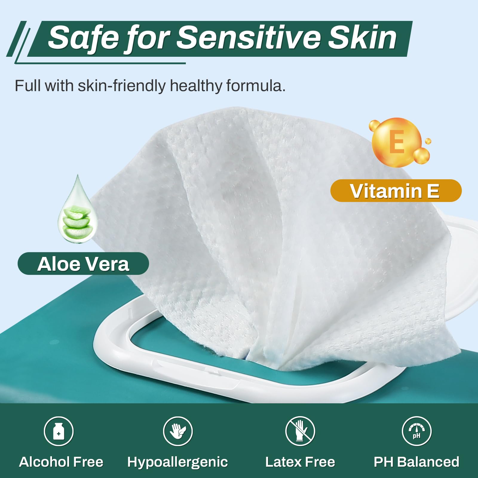 AOZITA soft Aloe Vera and Vitamin E wipes offer gentle skin touch