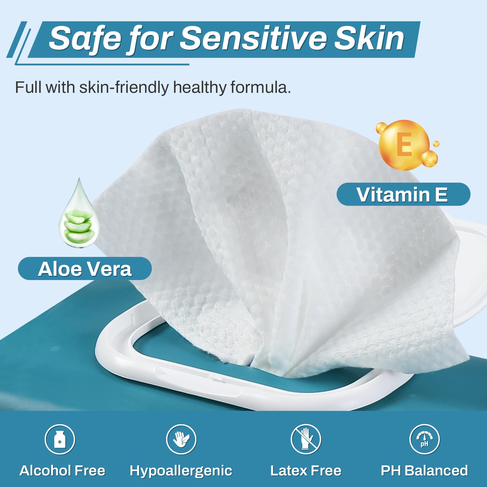 AOZITA soft-gentle wipes with aloe and vitamin E for sensitive skin comfort
