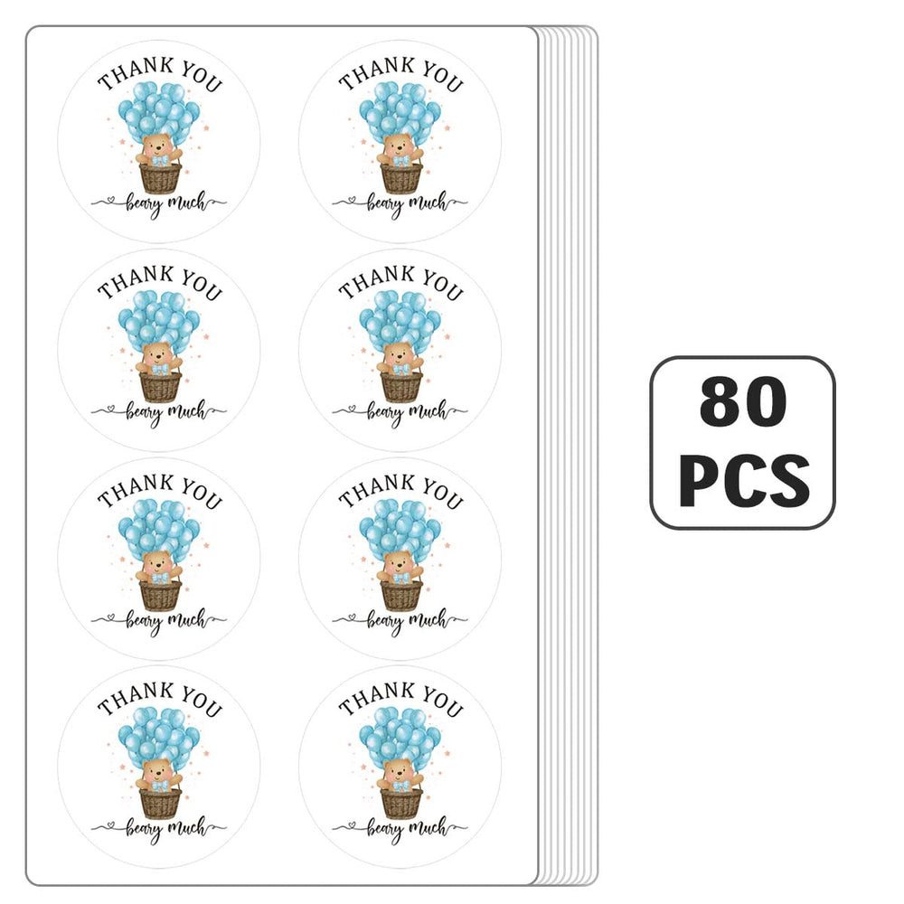 aPamr boy theme bear decor stickers on party favors
