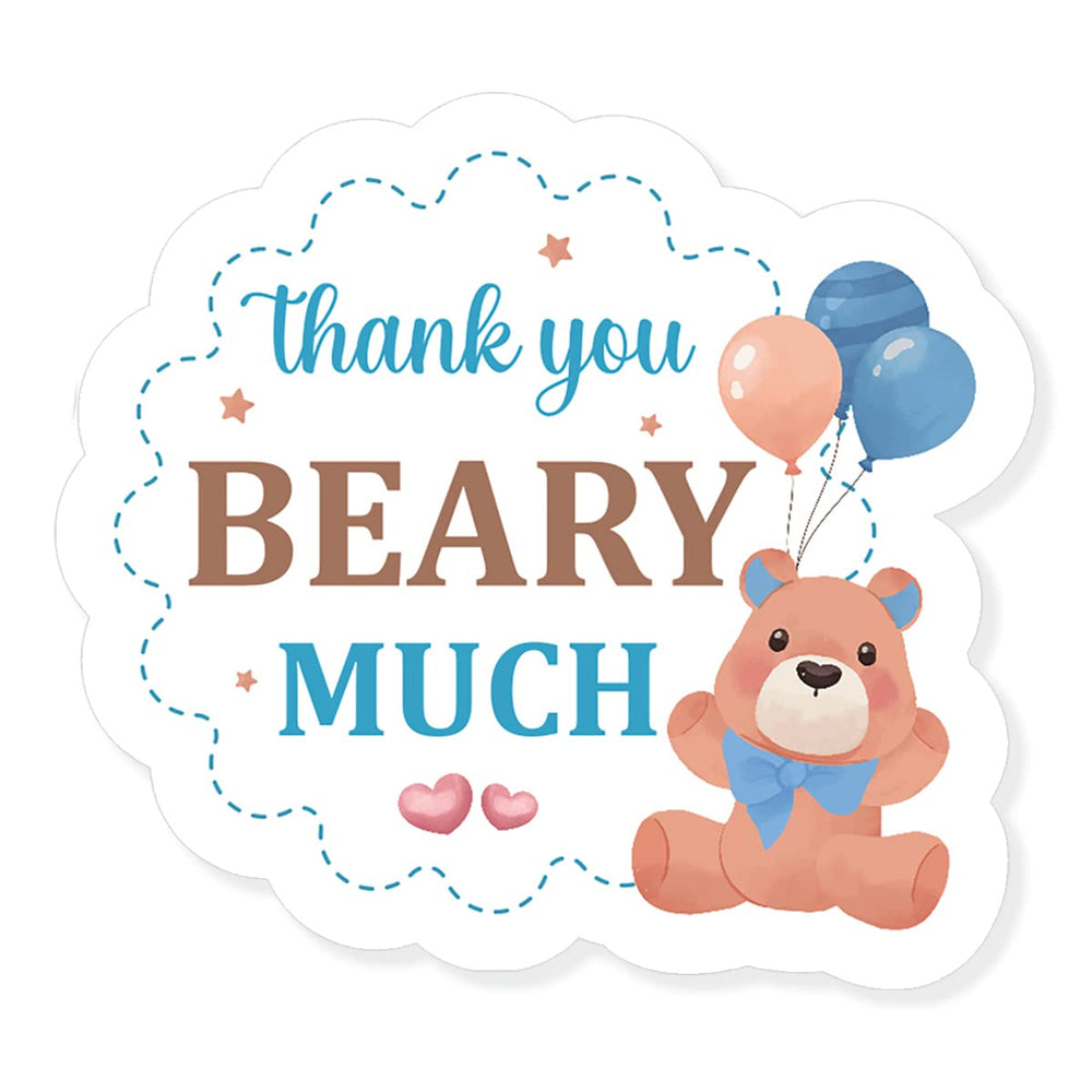 aPamr blue bear design sticker for baby shower favors