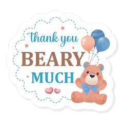 aPamr blue bear design sticker for baby shower favors