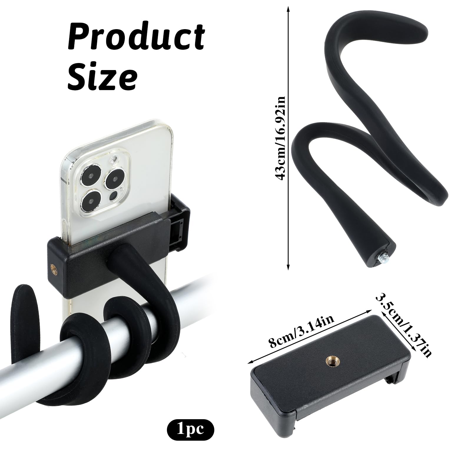 Apausvcm flexible stroller mount adapts to different bars for versatile positioning.
