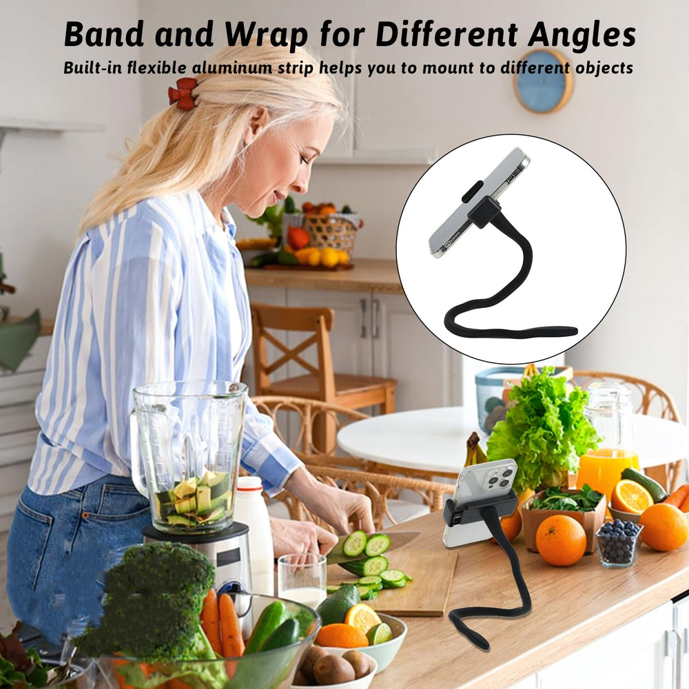 Apausvcm soft-wrapped mount protects devices while bending around handles.