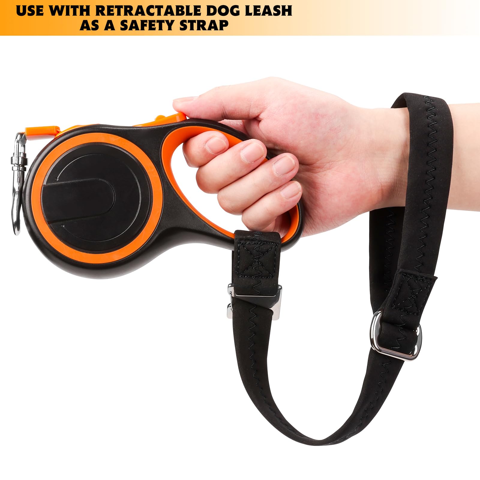 APBFH dog leash wrist strap demonstrates secure walking with adjustable fit.