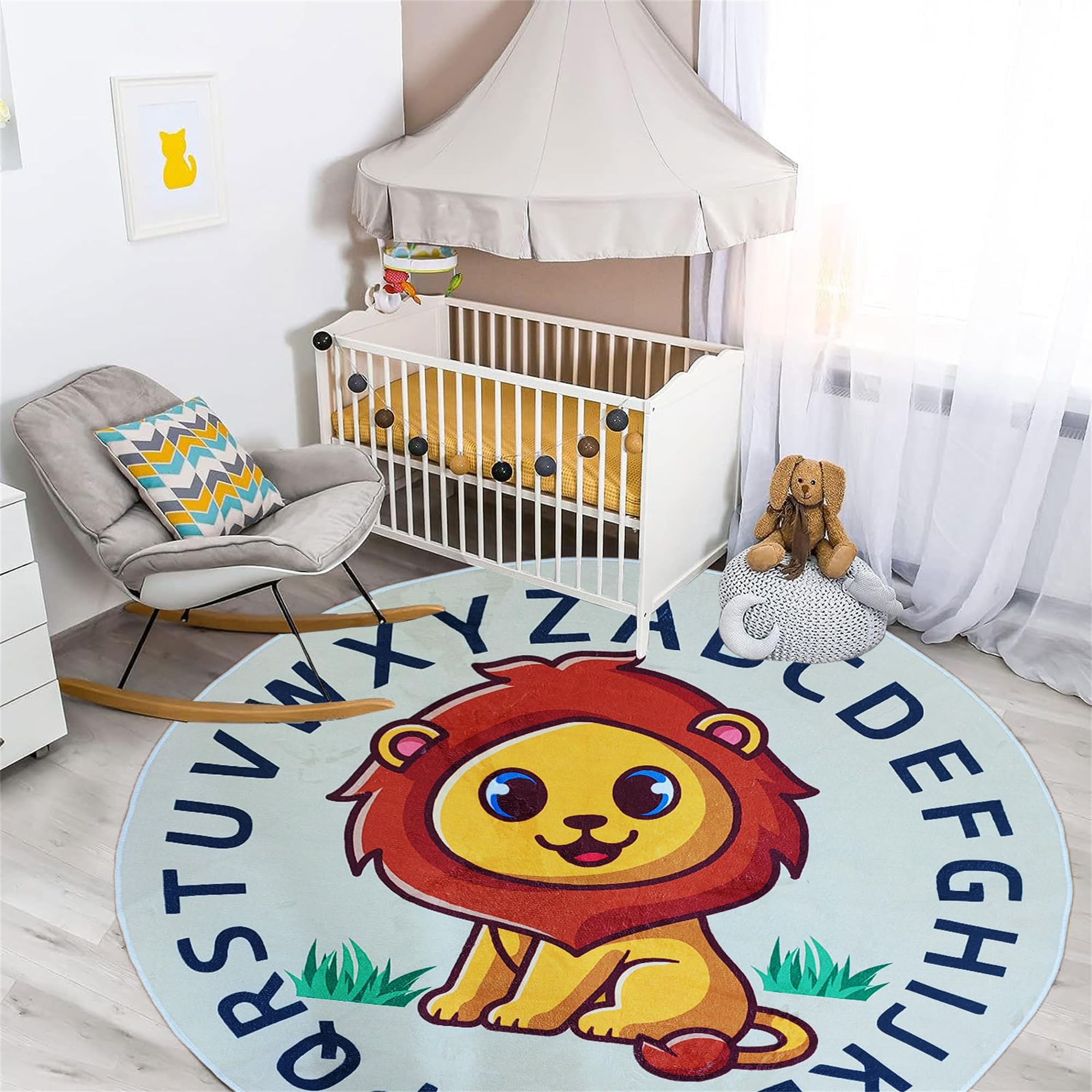 Non-slip back of Apioiqa Lion Rug for stable play areas