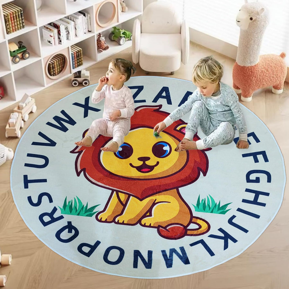 Playroom setup with Apioiqa Lion Rug enhancing space