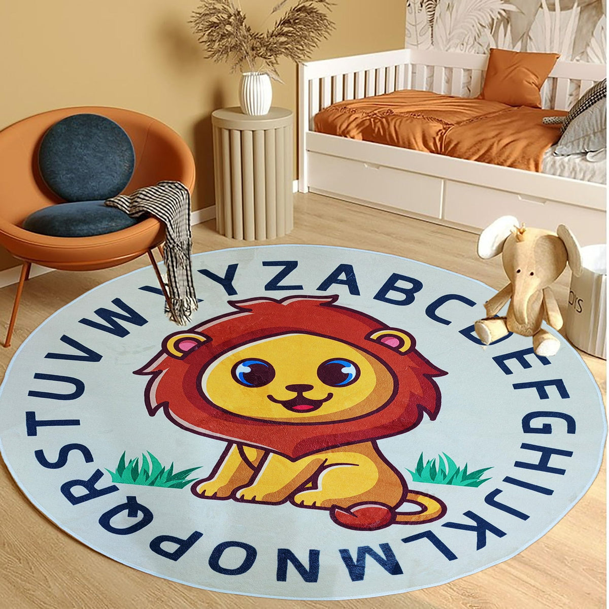 Apioiqa Lion Rug round animal print adds playful safari decor for kids