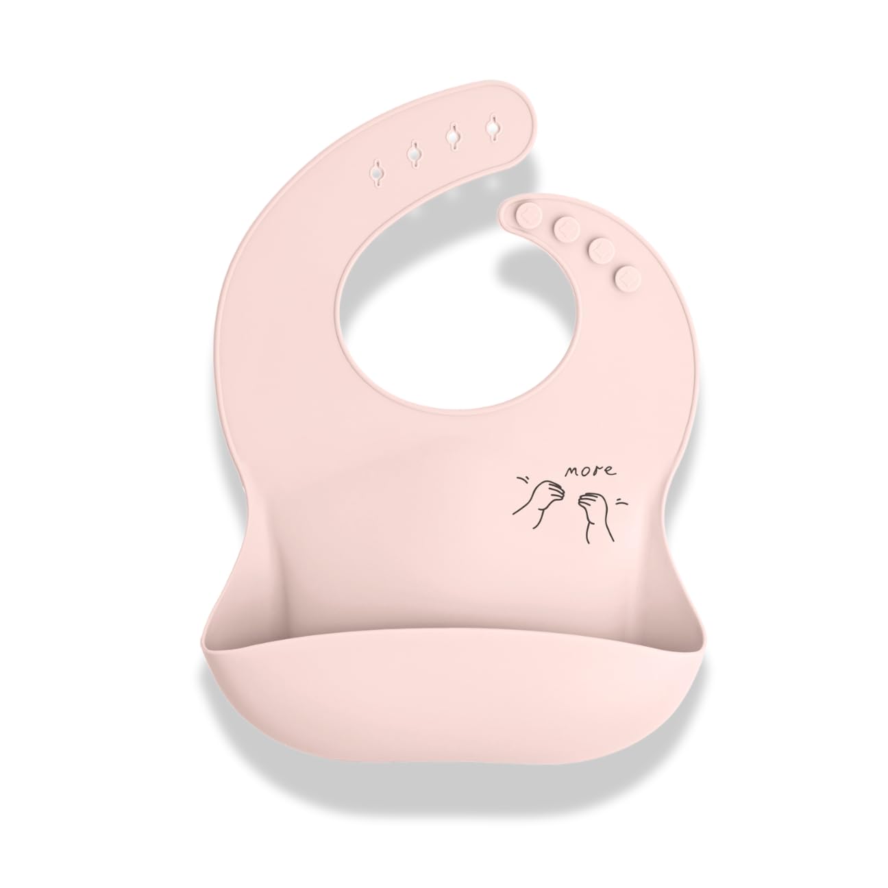 APLAINR baby sign language bib front graphic shows ASL signs for engaging mealtime