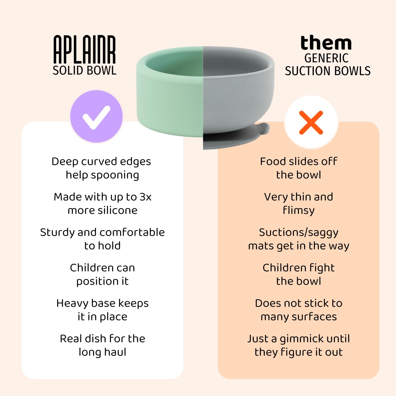APLAINR Solid Bowl deep design aids dipping and scooping