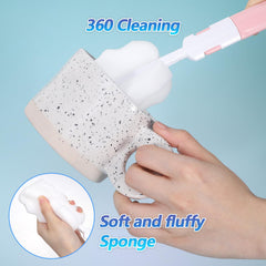 APLZGMG sponge bottle brush reaches interiors gently without scratching
