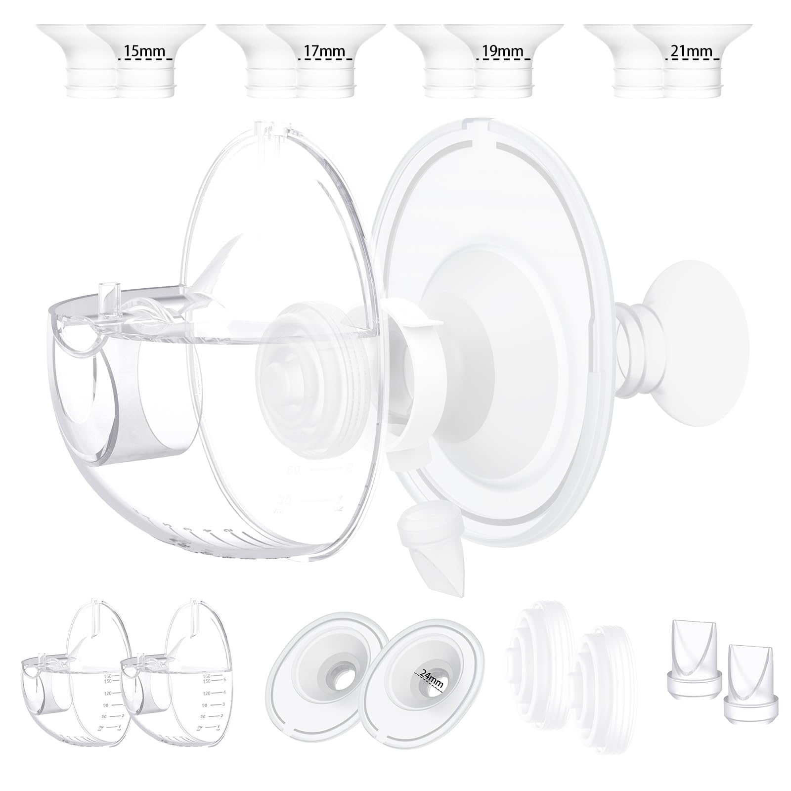 APMOOM M5 two complete sets image: backup milk collectors for convenience.