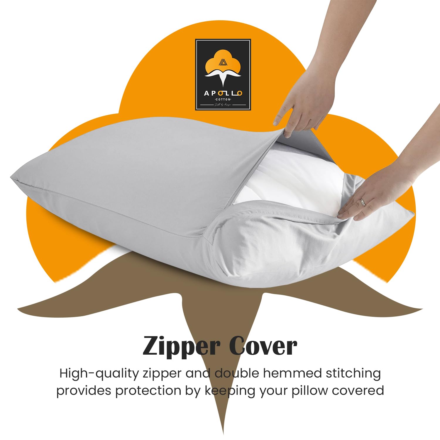 APOLLO COTTON machine washable pillowcase resists shrinking and keeps size.