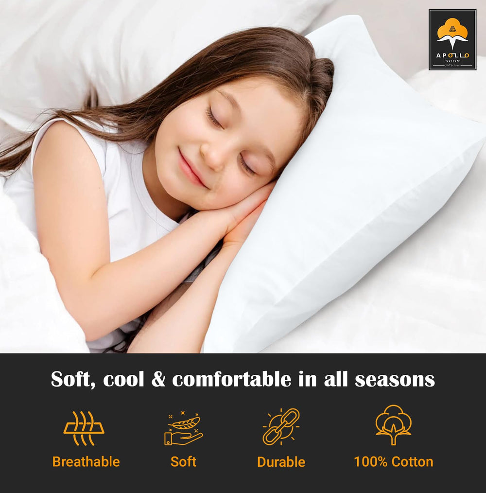 APOLLO COTTON 16x22 toddler pillow cover fits small pillows securely.