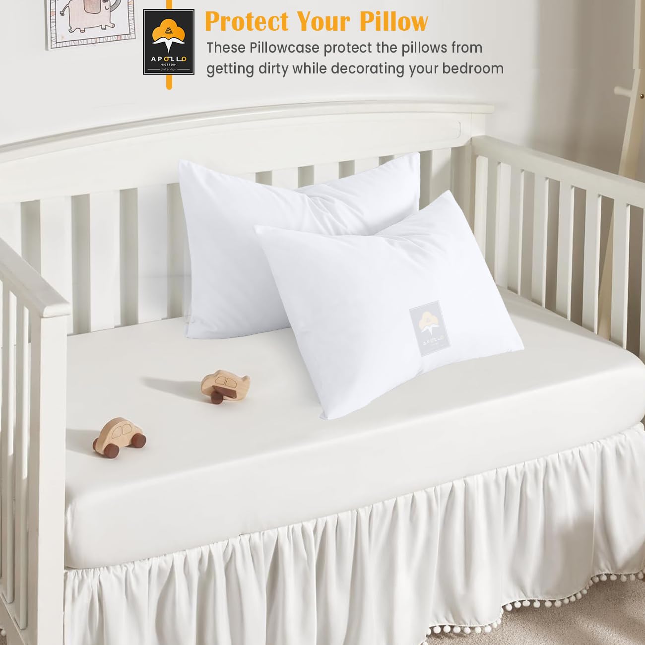Ideal APOLLO COTTON pillow cover for car, plane, or stroller trips with easy care.