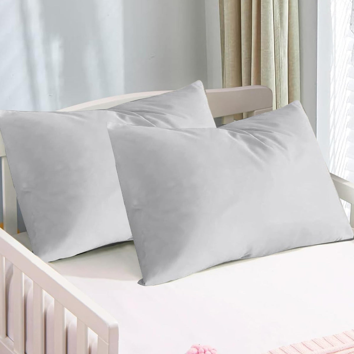 Apollo Cotton toddler pillowcase 12x16 in light grey offers ultra-soft, breathable comfort.