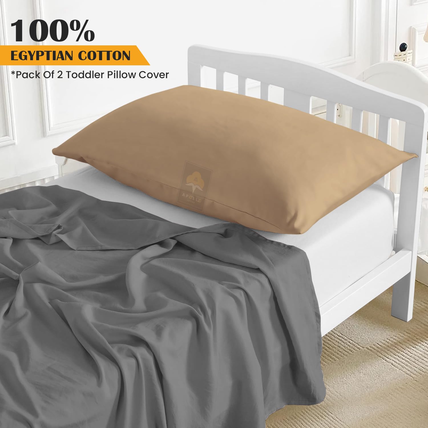 APOLLO COTTON toddler pillowcase zipper-closure showing invisible zipper