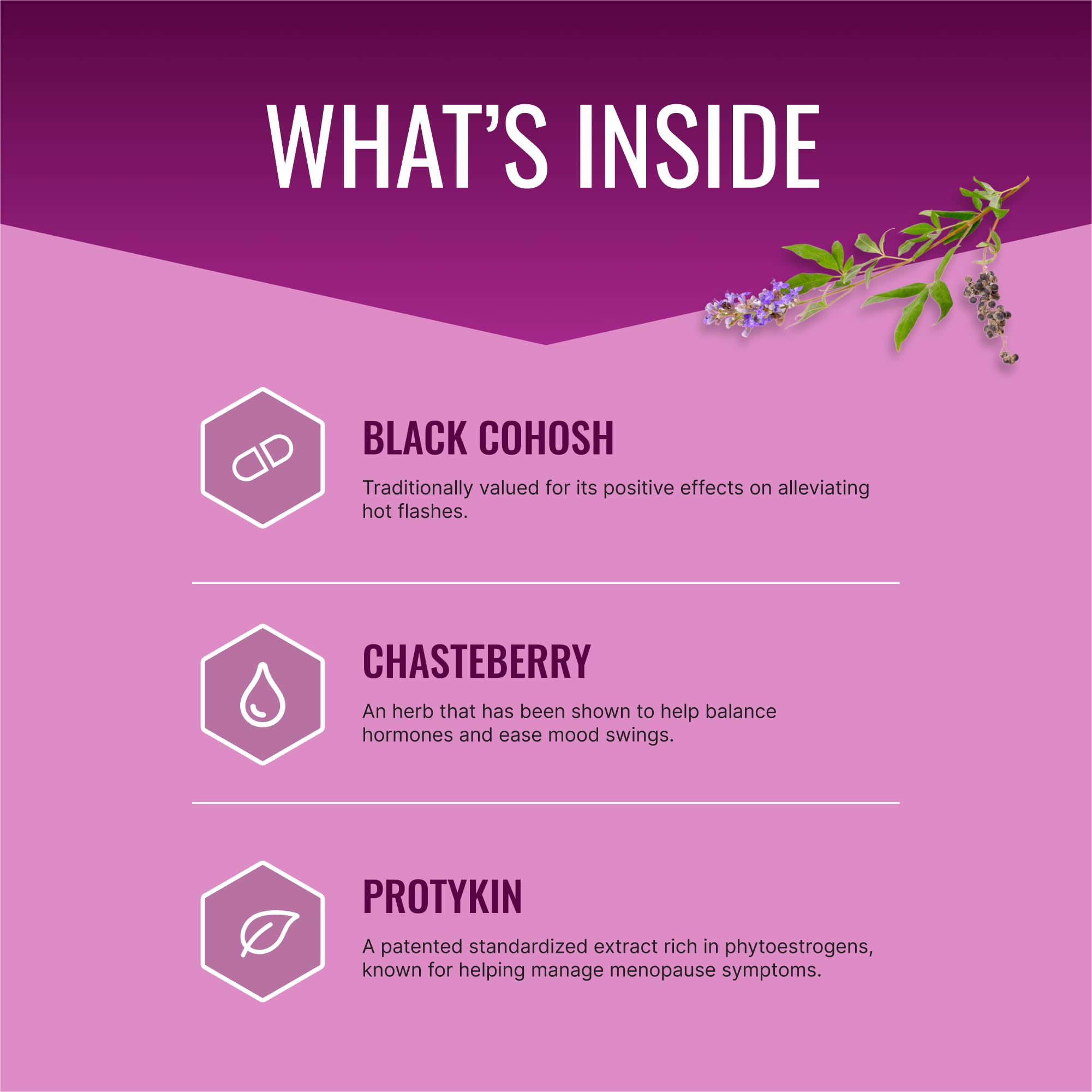 Approved Science Menoprin label showing ingredients highlights for informed supplement choices.