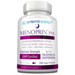 Approved Science Menoprin PM bottle cap close-up for easy nightly use