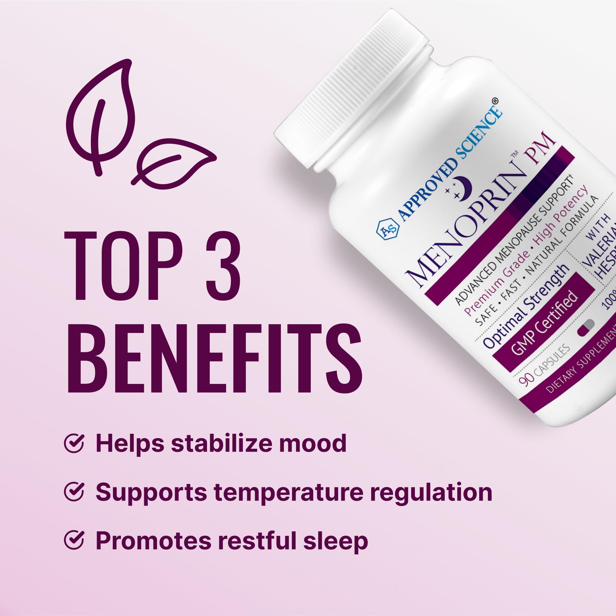 Approved Science Menoprin PM day-night formulas packaging highlights rhythms and scheduling