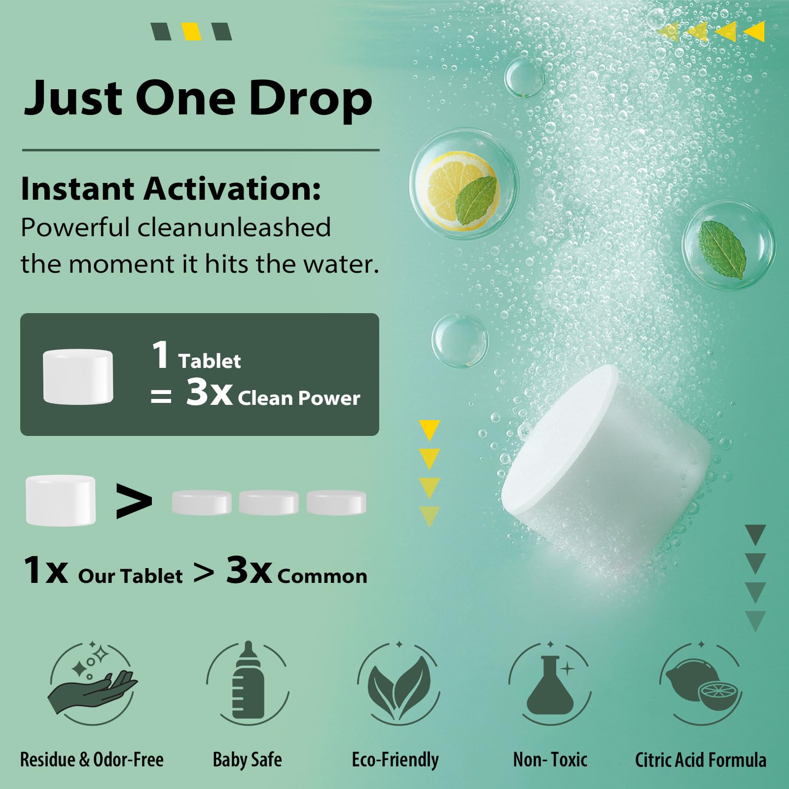 Apsumor descaling tablets in a reusable pouch keeps packaging compact and travel-ready.