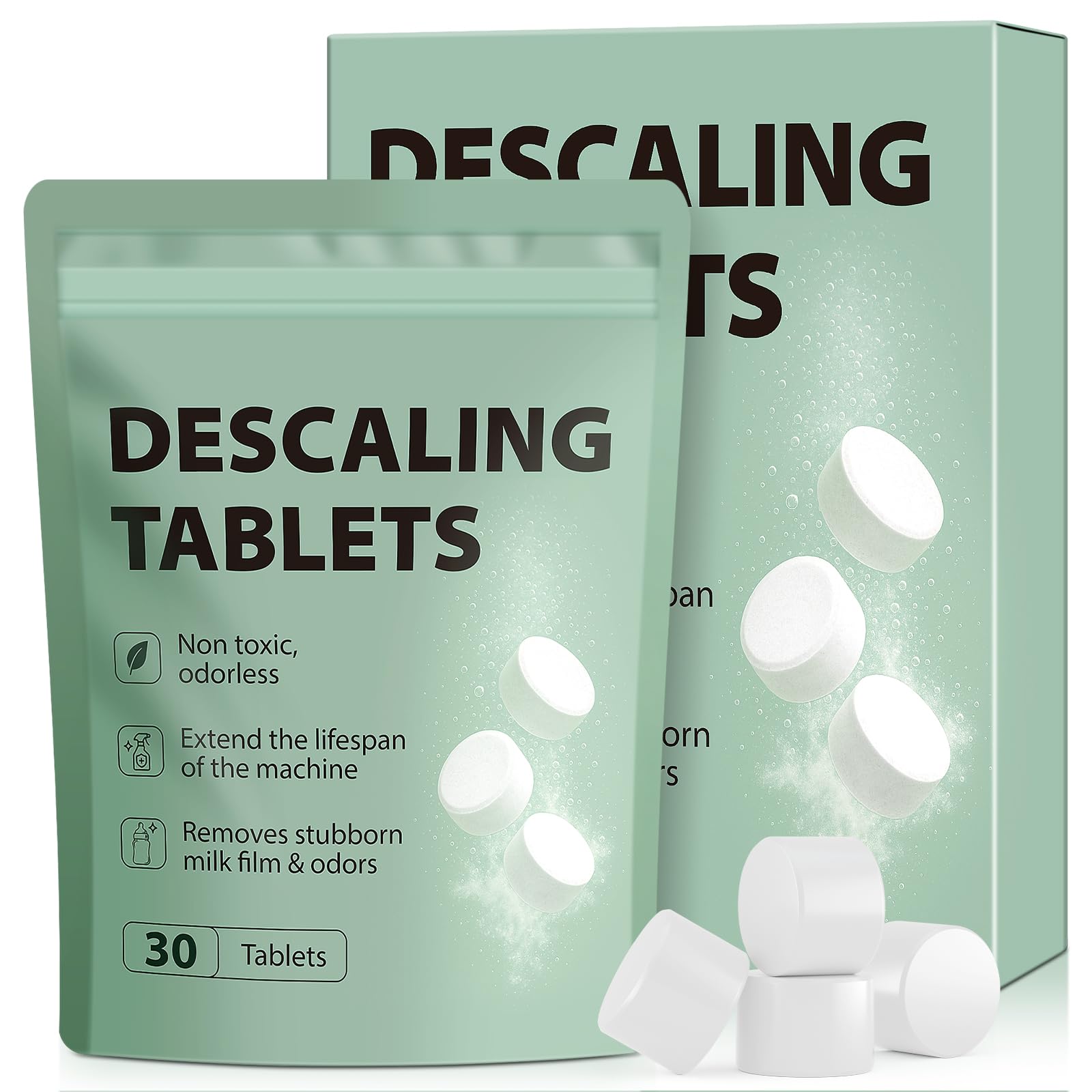 Apsumor descaling tablets come in a travel-friendly 30-dose pack.