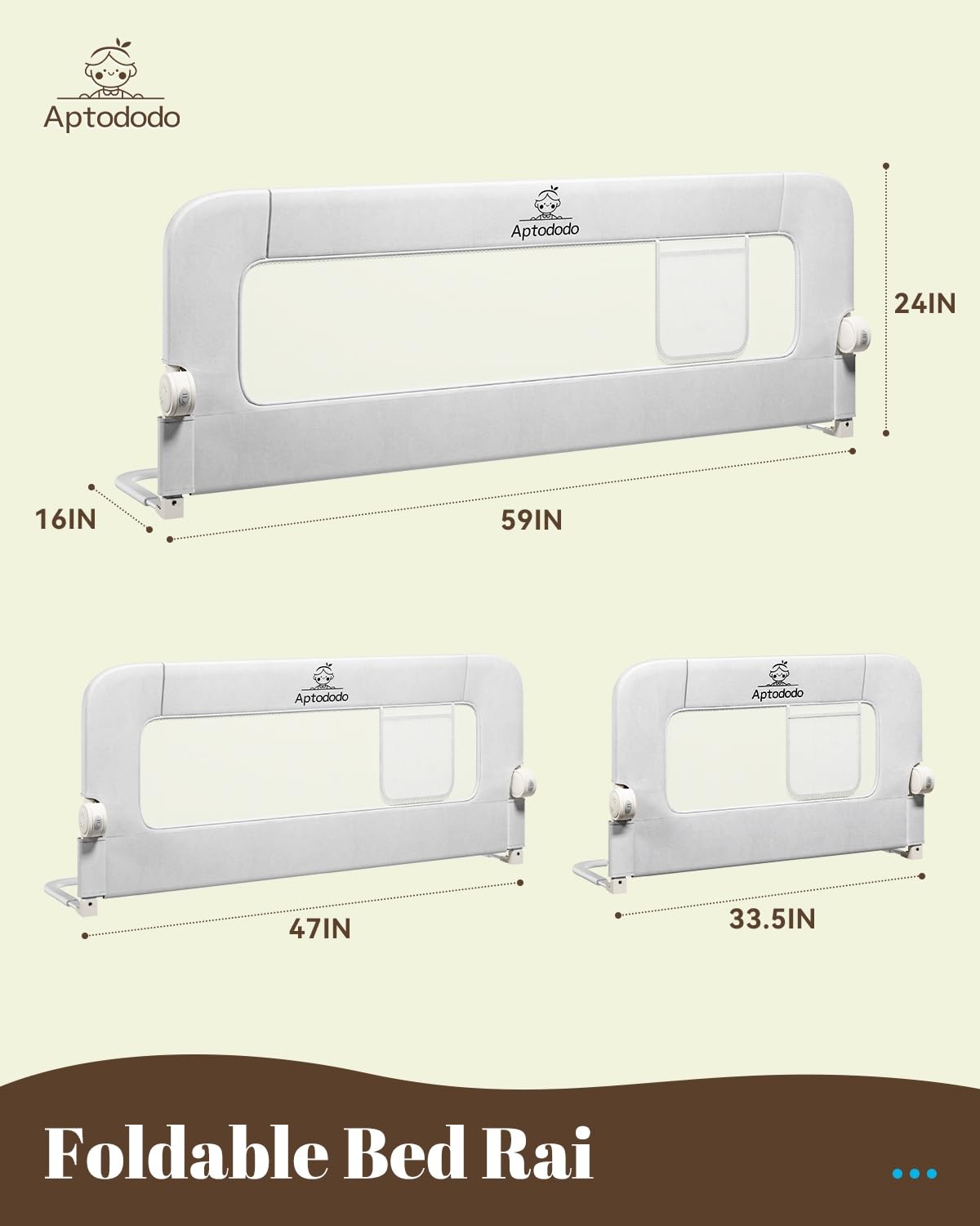 Gap-free fit across mattresses from 3 to 12 inches with Aptododo rails.