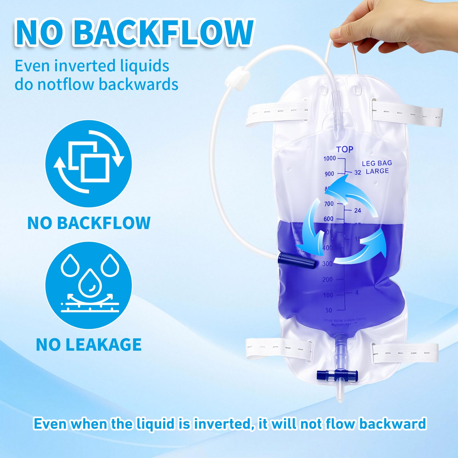 APzek leg bag easy flip drain closeup for simple one-handed use.