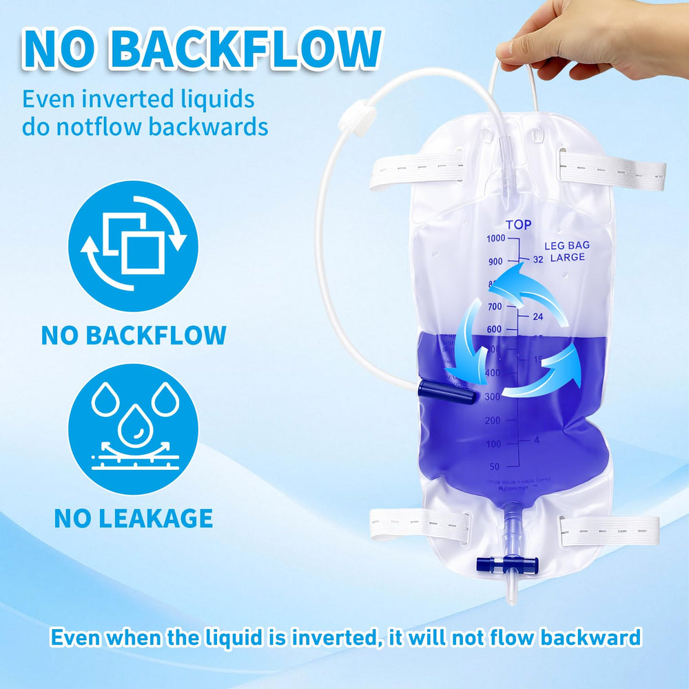 APzek leg bag easy flip drain closeup for simple one-handed use.