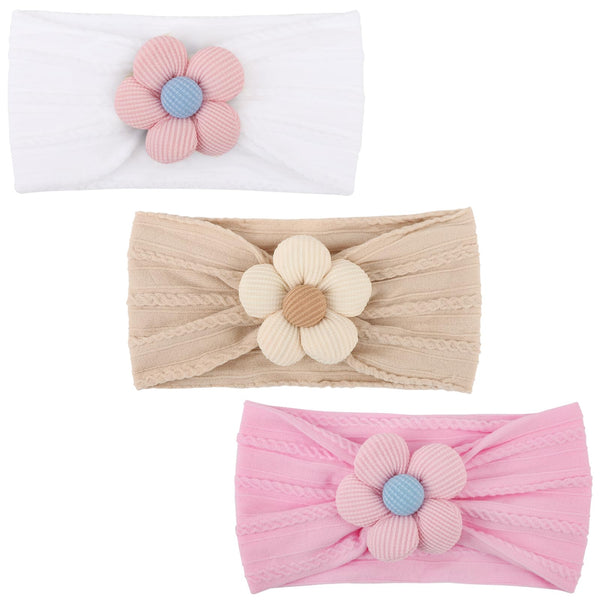 AQOKKA baby flower headband pink front view for vibrant photos