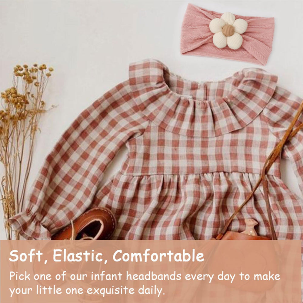 AQOKKA baby flower headband white; clean look and versatile style for photos.