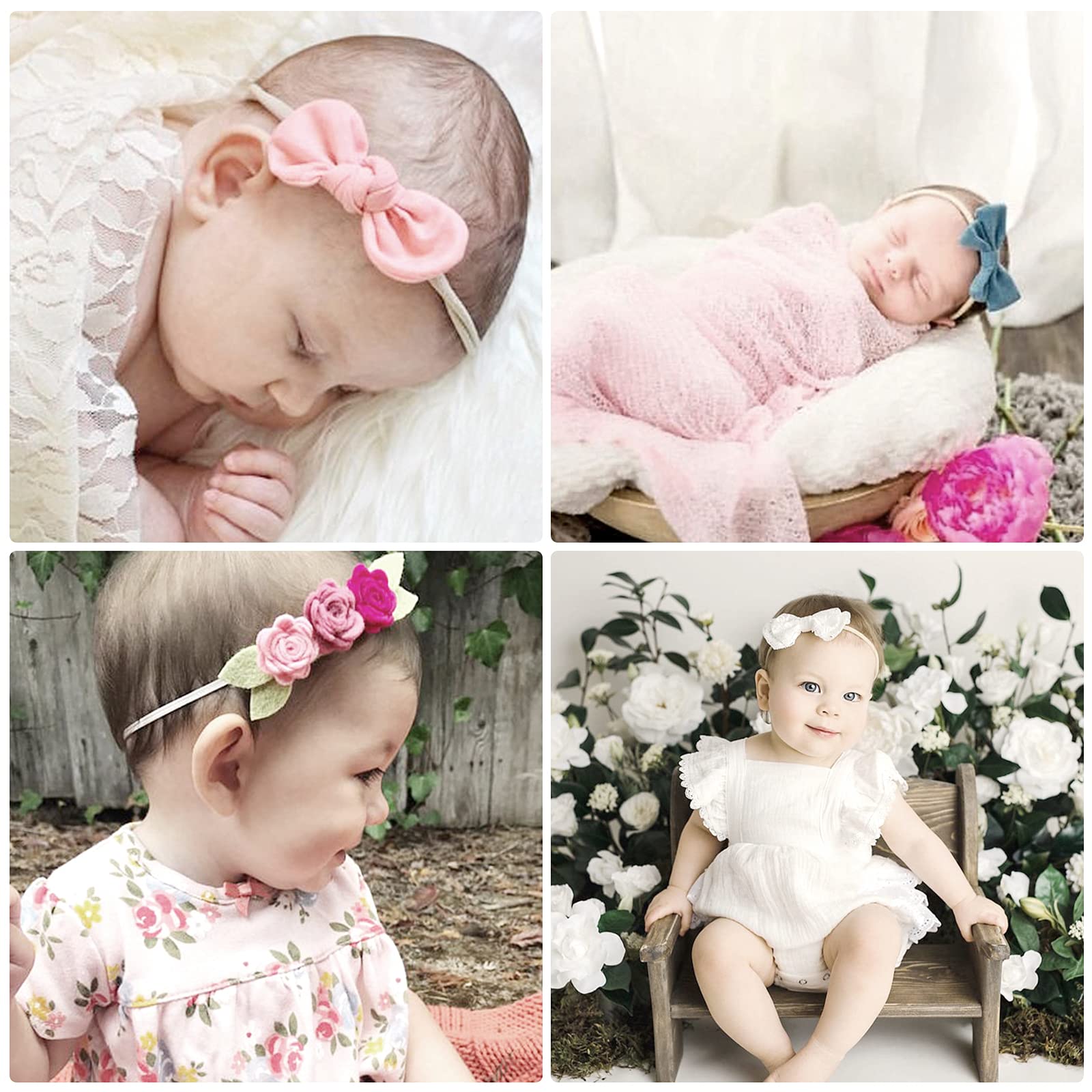 AQOKKA soft nylon headband, gentle on delicate newborn skin.