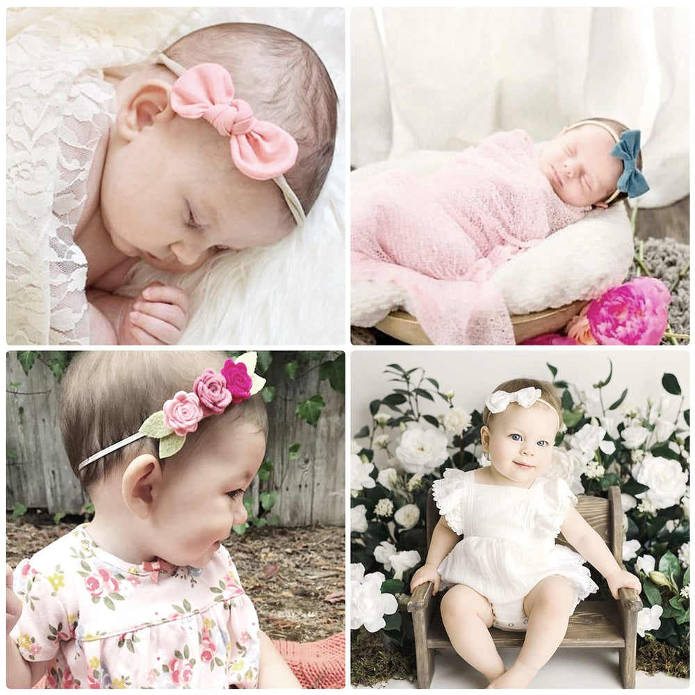 AQOKKA soft nylon headband, gentle on delicate newborn skin.